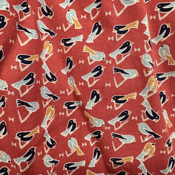 Beach Lunch Lounge Sleeveless Blouse Button Up Tied Waist Bird Pattern Womens XL - Picture 4 of 9